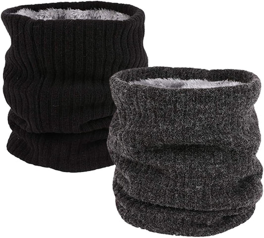 Neck Warmer Gaiter Tube Polar Fleece Ski Winter Face Cover Mask Cold Weather Face Scarf(2 Pack Black+Darkgrey) V1259-DP01-A-2839