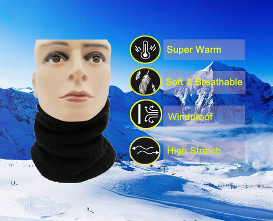 Neck Warmer Gaiter Tube Polar Fleece Ski Winter Face Cover Mask Cold Weather Face Scarf(2 Pack Black+Darkgrey) V1259-DP01-A-2839