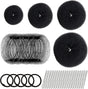 Hair Donut Bun Maker Set - 4 Bun Shapers, 20 Invisible Nets, 5 Elastics, 20 Bobby Pins (Black) V1259-DP01-A-2843