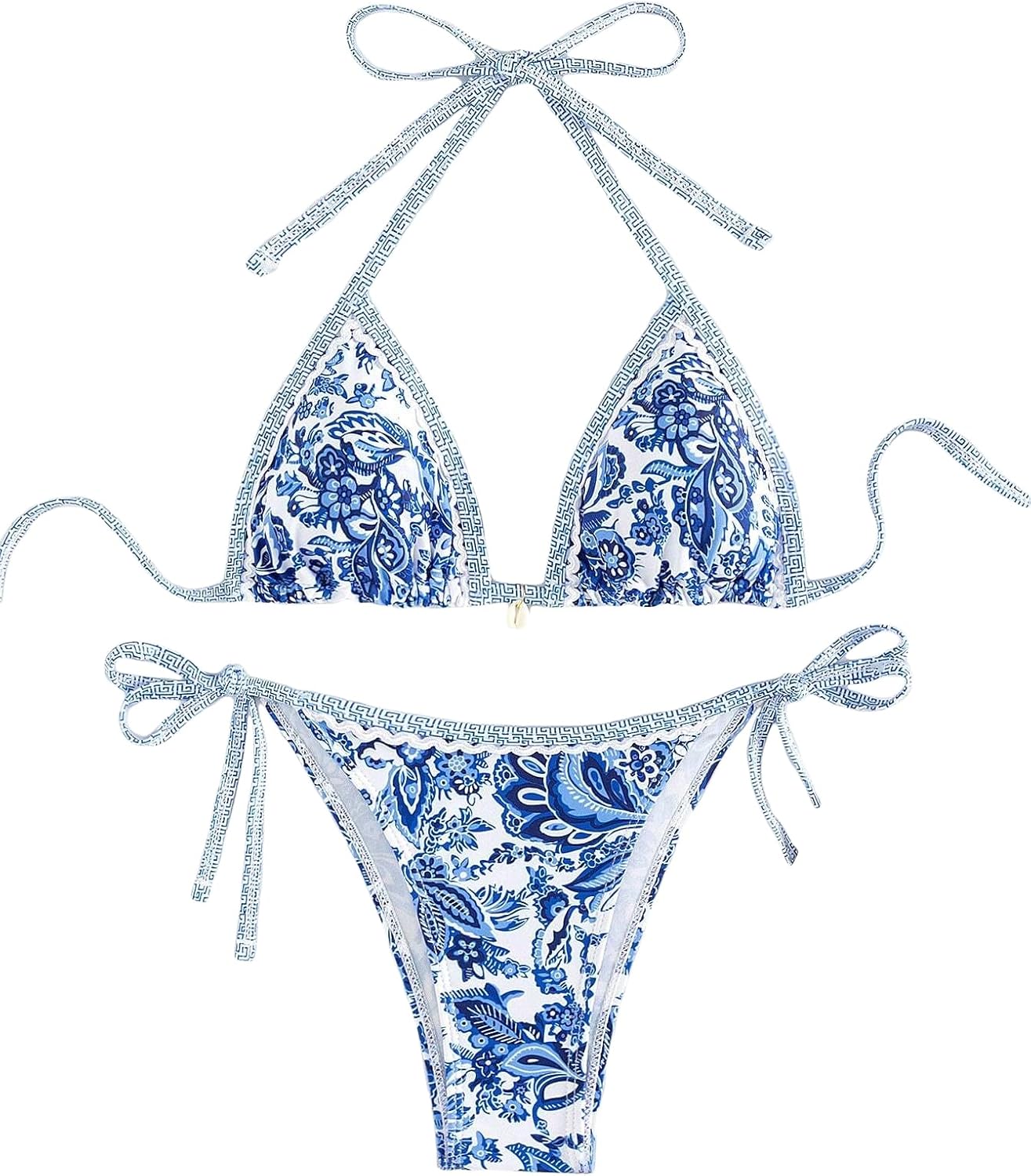 Women's Floral Printed Bathing Suit Halter Paisley Summer Swimsuit Bikinis Set V1259-DP01-A-2846