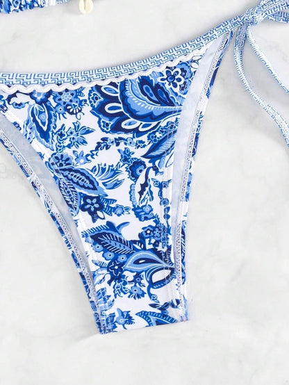 Women's Floral Printed Bathing Suit Halter Paisley Summer Swimsuit Bikinis Set V1259-DP01-A-2846