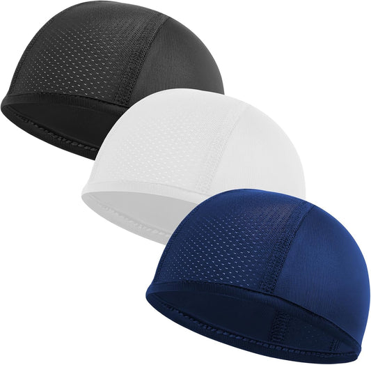 3 Pack Under Helmet Caps, Breathable Cycling Helmet Liner, Summer Cycling Skull Caps, Wicking Running Hats, V1259-DP01-A-2851
