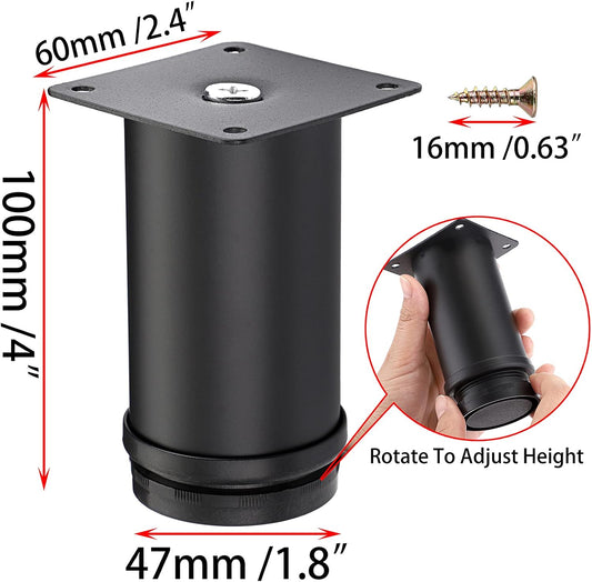 4Pcs 4 Inch Adjustable Replacement Furniture Legs Feets - Stainless Steel Table Legs Extenders Heavy Duty V1259-DP01-A-2853