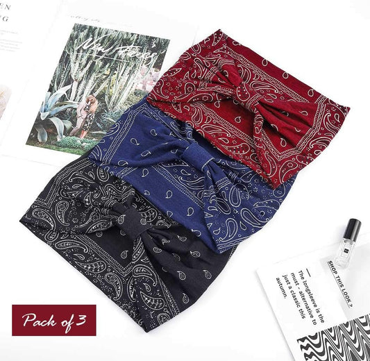 Extra Wide Headbands for Women Boho Head Wraps Stretchy African Turban Hairband Motorcycle Hair Accessories V1259-DP01-A-2855