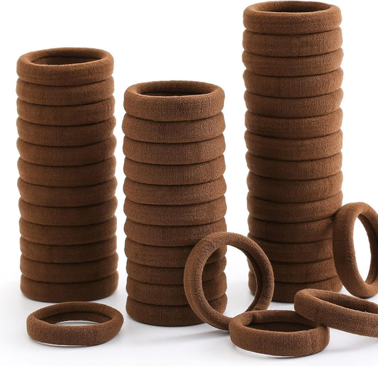 100 Pcs Thick Seamless Hair Ties, Ponytail Holders Hair Accessories No Damage for Thick Hair (Dark Brown V1259-DP01-A-2857