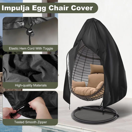 [2025 Upgrade]420D Patio Egg Chair Cover with Zipper,Outdoor Hanging Egg Chair Cover,UV Resistant,Windproof V1259-DP01-A-2858
