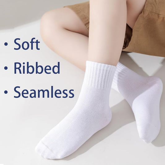 Boys Crew Socks Kids Seamless Cotton Socks Dress Socks Uniform Socks for Girls 4/8 Pairs V1259-DP01-A-2862