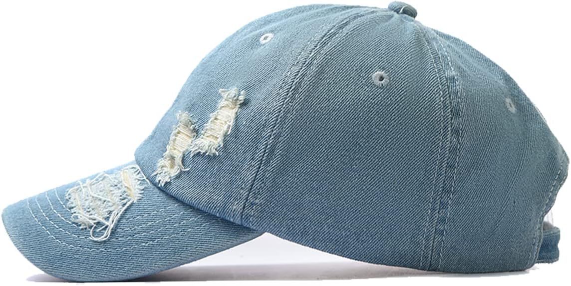 Unisex Ripped Distressed Denim Ring Baseball Cap Hip Hop Vintage Dad Hat Adjustable V1259-DP01-A-2872