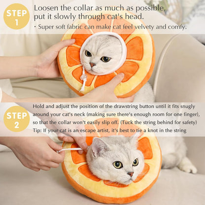 Adjustable Cat Cone Collar Soft, Cute Cat Donut Collar After Surgery, Kitten Recovery Cones to Stop Licking V1259-DP01-A-2873
