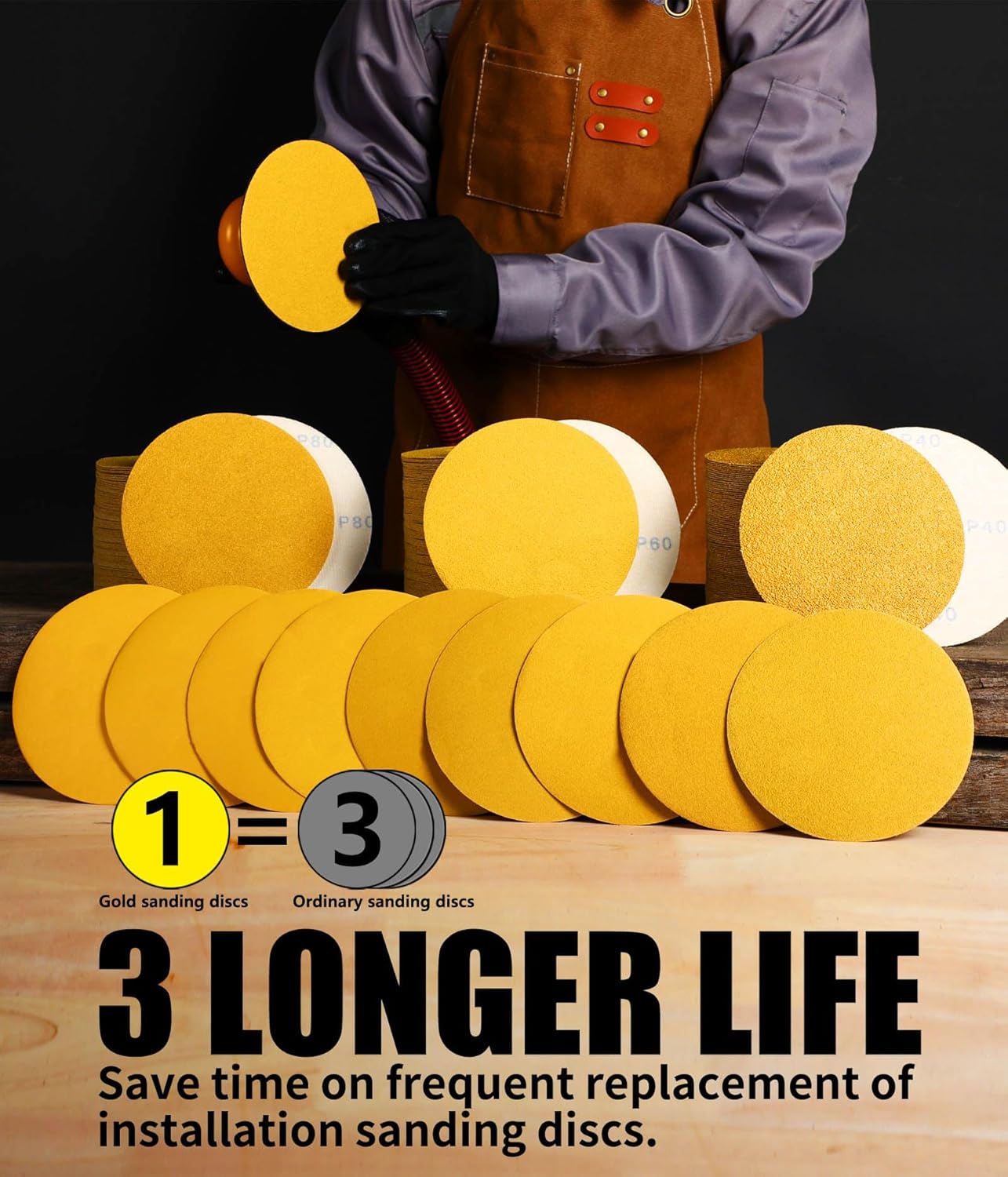 6 Inch Sanding Discs Hook and Loop No Hole, 320 Grit Sandpaper, Da Sandpaper for Automotive and Woodworking, V1259-DP01-A-2876