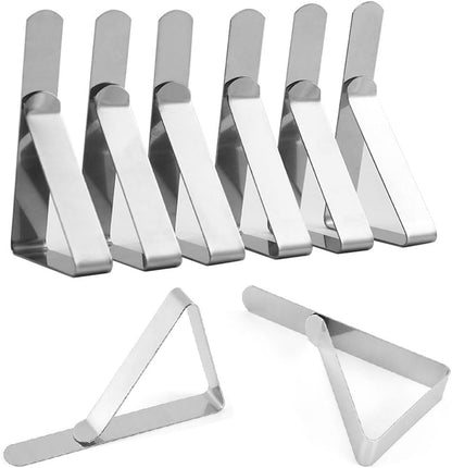 Table Cloth Clips 8pcs, Stainless Steel Metal Triangle Picnic Table Clips for Home, Restaurant, Picnic, Party V1259-DP01-A-2884