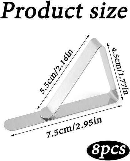 Table Cloth Clips 8pcs, Stainless Steel Metal Triangle Picnic Table Clips for Home, Restaurant, Picnic, Party V1259-DP01-A-2884