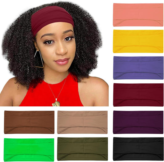 10 Pack Wide Headbands for Women, Workout Yoga Running Sports Headband Elastic Hair Bands, Boho Non Slip V1259-DP01-A-2892