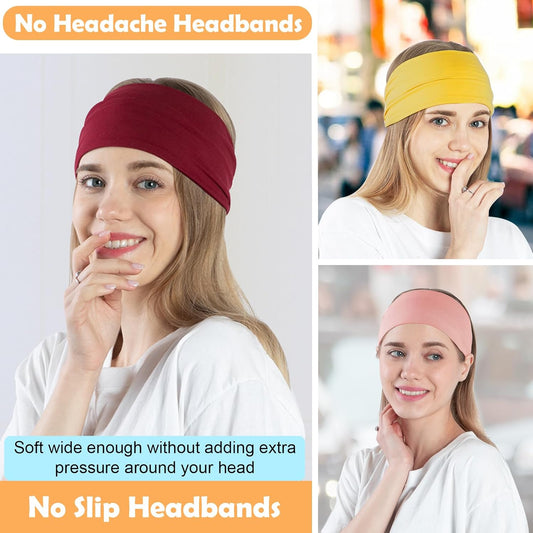 10 Pack Wide Headbands for Women, Workout Yoga Running Sports Headband Elastic Hair Bands, Boho Non Slip V1259-DP01-A-2892
