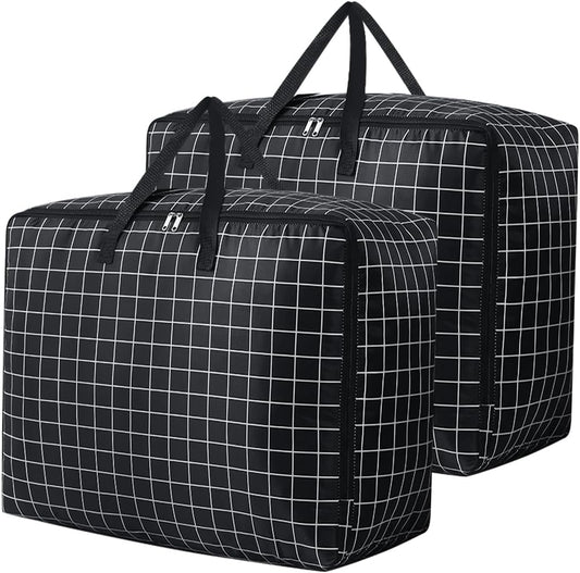 75L Large Storage Bags 2 Pcs Clothes Storage Bags with Zips Heavy Duty Oxford Cloth Moving Bags Waterproof V1259-DP01-A-2895