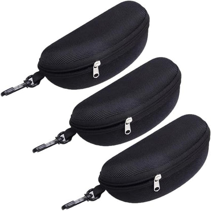 3pcs Zipper Hard Shell Sunglasses Case Eyeglasses Case Portable Travel Glasses Case with Plastic Carabiner V1259-DP01-A-2896