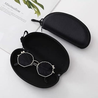 3pcs Zipper Hard Shell Sunglasses Case Eyeglasses Case Portable Travel Glasses Case with Plastic Carabiner V1259-DP01-A-2896