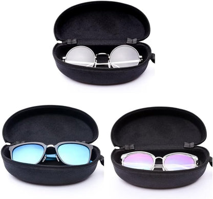 3pcs Zipper Hard Shell Sunglasses Case Eyeglasses Case Portable Travel Glasses Case with Plastic Carabiner V1259-DP01-A-2896