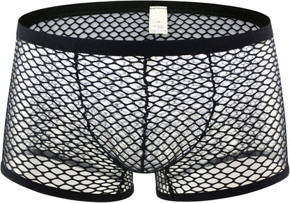 Men's See Through Fishnet Boxer Briefs Underwear Lingerie Booty Shorts V1259-DP01-A-2898
