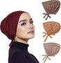 4 Pcs Women Hijab Undercap Muslim Inner Beanies Cap with Tie Back Closure Adjustable Underscarf Hat Chemo V1259-DP01-A-2901