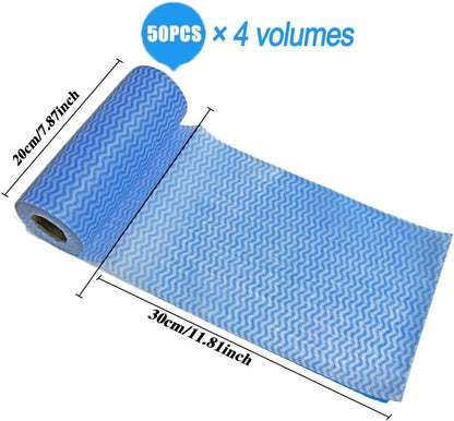 Disposable Cleaning Towel (4 Rolls /200pcs) Reusable Cleaning Wipe, Dish Towels Dish Rags Reusable Quick-Dry V1259-DP01-A-2902