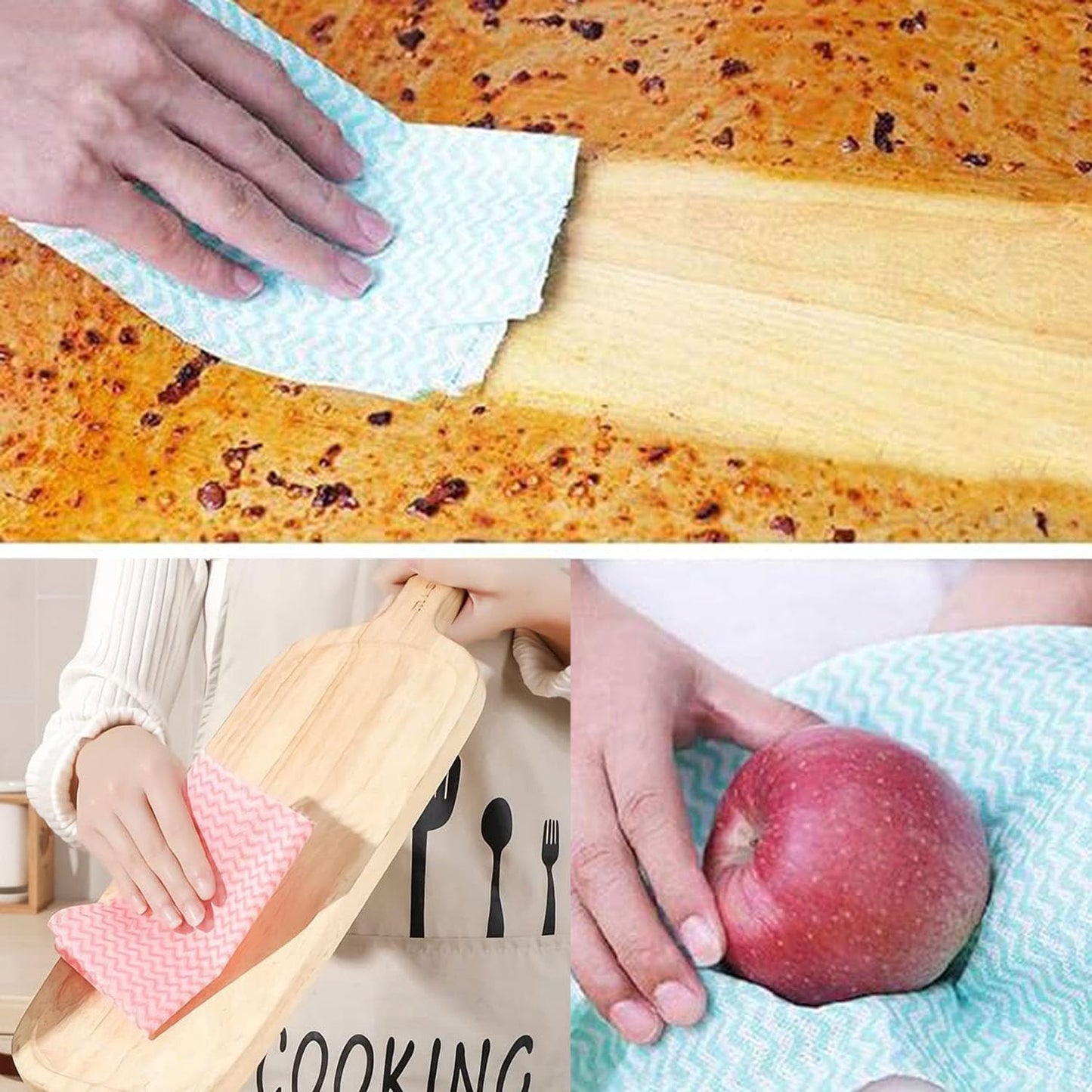 Disposable Cleaning Towel (4 Rolls /200pcs) Reusable Cleaning Wipe, Dish Towels Dish Rags Reusable Quick-Dry V1259-DP01-A-2902