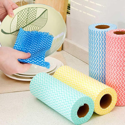 Disposable Cleaning Towel (4 Rolls /200pcs) Reusable Cleaning Wipe, Dish Towels Dish Rags Reusable Quick-Dry V1259-DP01-A-2902