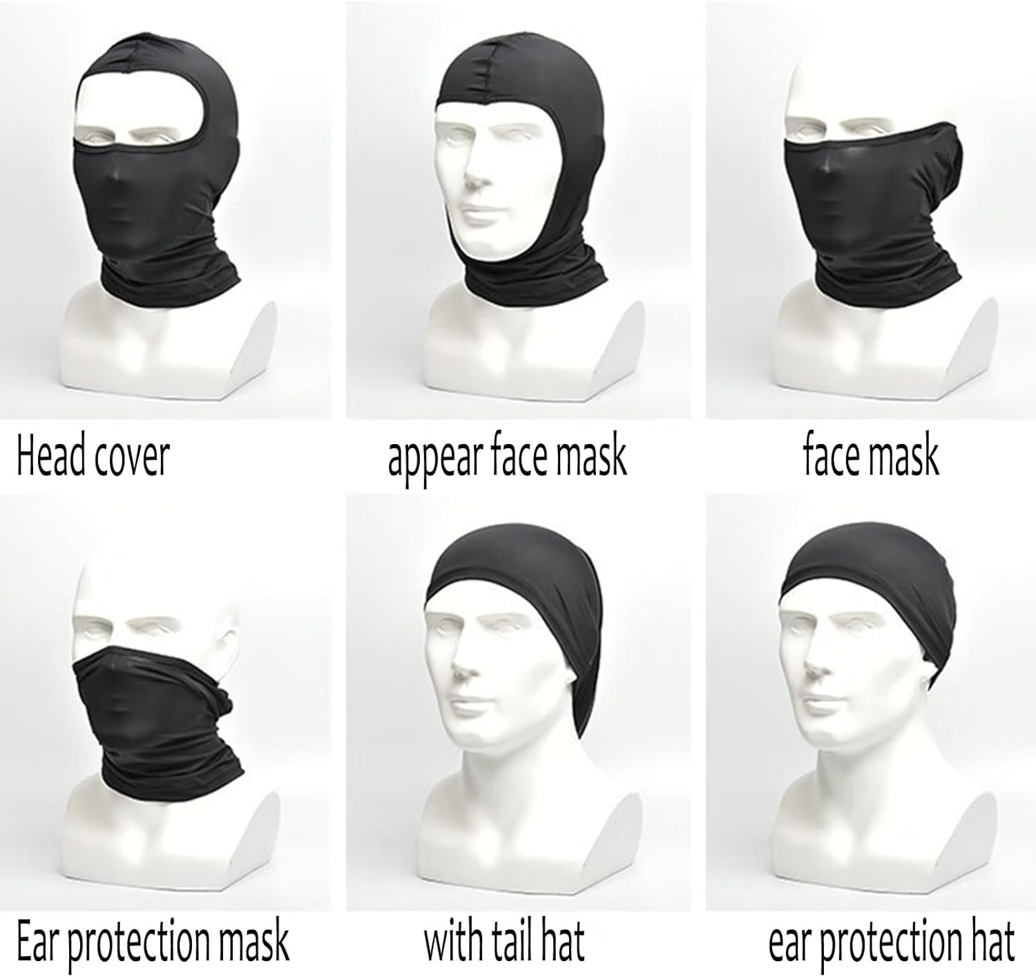 7PCS Bandana Face Mask, UV Protector Motorcycle Ski Scarf,Helmet Mask Balaclava Black Tactical Face Mask V1259-DP01-A-2915