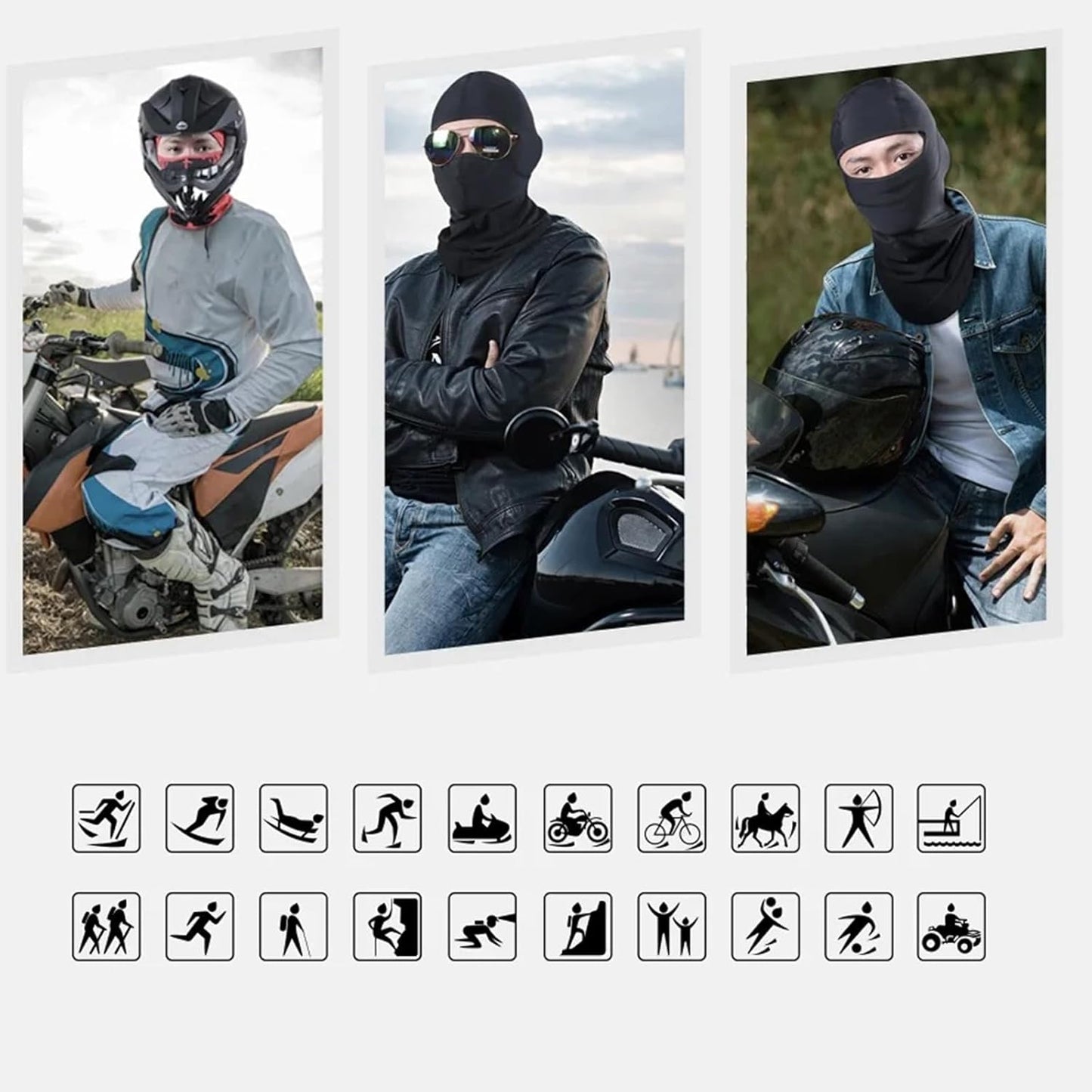 7PCS Bandana Face Mask, UV Protector Motorcycle Ski Scarf,Helmet Mask Balaclava Black Tactical Face Mask V1259-DP01-A-2915