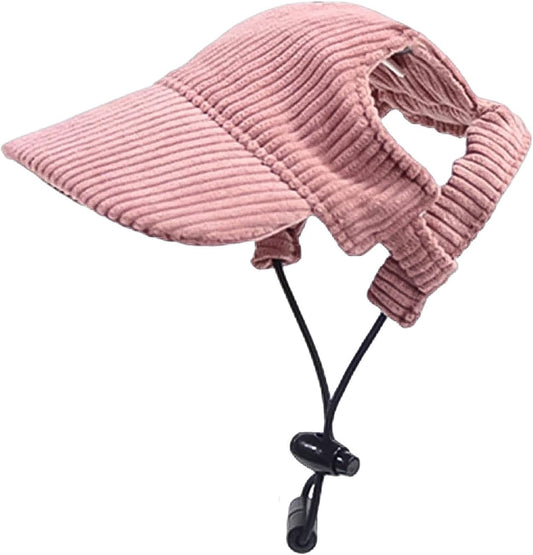 Dog Baseball Cap, Dog Cat Summer Beach Visor Hat with Ear Holes, Adjustable Puppy Sunbonnet Headdress (Pink, V1259-DP01-A-2927