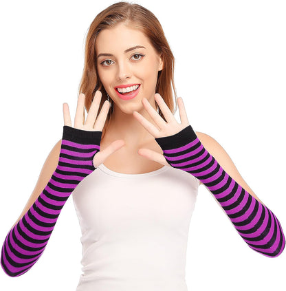 Punk Gothic Rock Long Arm Warmer Fingerless Gloves V1259-DP01-A-2934