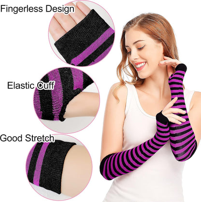 Punk Gothic Rock Long Arm Warmer Fingerless Gloves V1259-DP01-A-2934