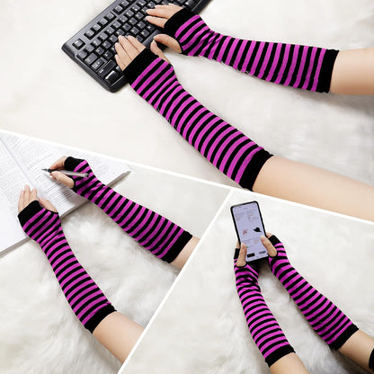 Punk Gothic Rock Long Arm Warmer Fingerless Gloves V1259-DP01-A-2934