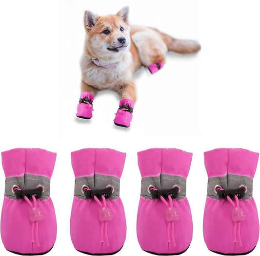 Anti-Slip Sole Dog Boots Paw Protector Dog Booties with Reflective Straps,4Pcs Dog Boots Anti-Slip Paw V1259-DP01-A-2936
