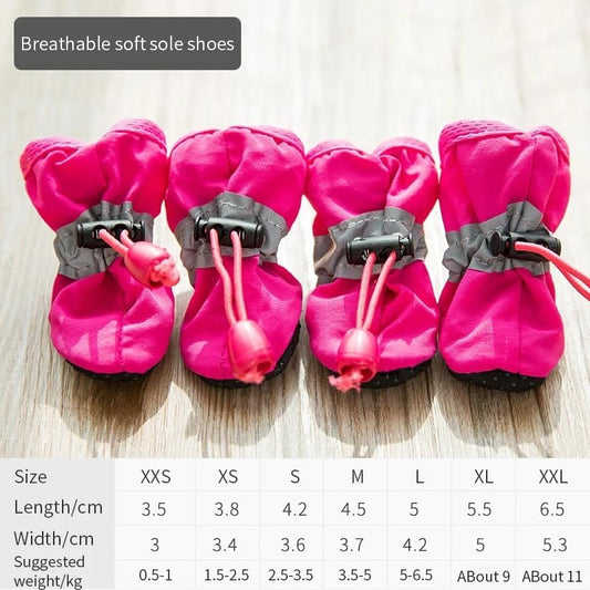 Anti-Slip Sole Dog Boots Paw Protector Dog Booties with Reflective Straps,4Pcs Dog Boots Anti-Slip Paw V1259-DP01-A-2936