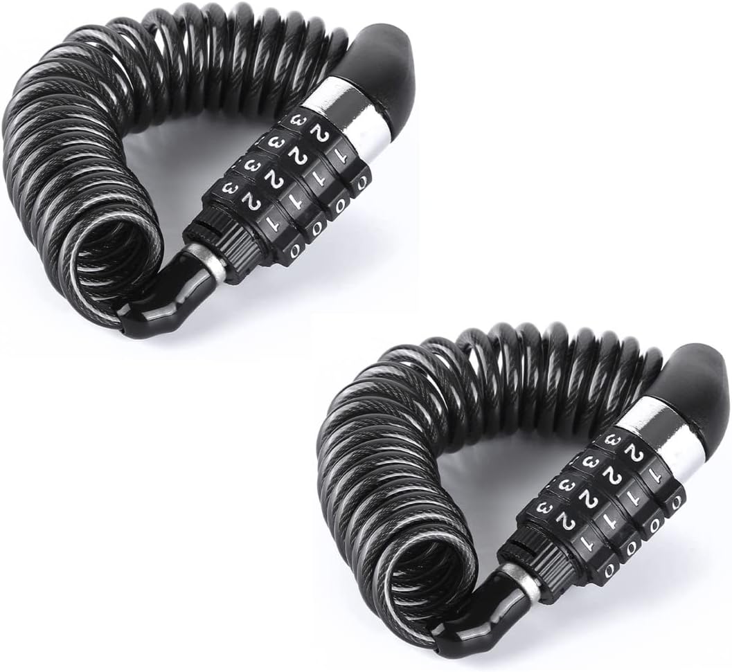 2PCS Black Motorcycle Helmet Lock, Portable Password Combination Security 59 Inch for Bicycle Suitcase V1259-DP01-A-2945