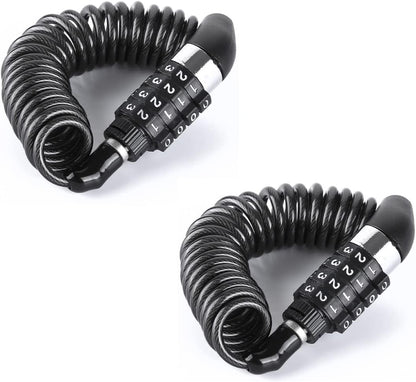 2PCS Black Motorcycle Helmet Lock, Portable Password Combination Security 59 Inch for Bicycle Suitcase V1259-DP01-A-2945
