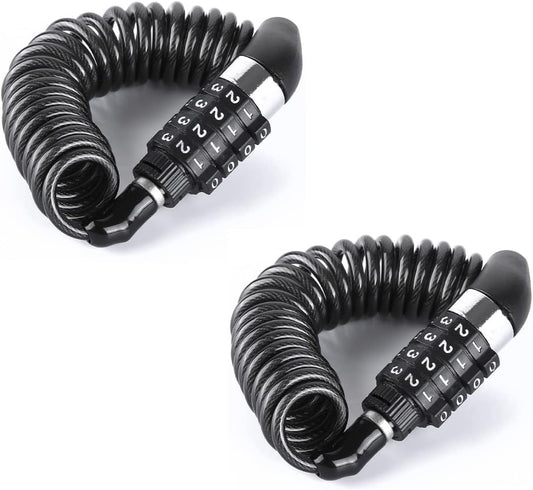 2PCS Black Motorcycle Helmet Lock, Portable Password Combination Security 59 Inch for Bicycle Suitcase V1259-DP01-A-2945