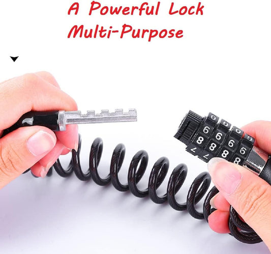 2PCS Black Motorcycle Helmet Lock, Portable Password Combination Security 59 Inch for Bicycle Suitcase V1259-DP01-A-2945