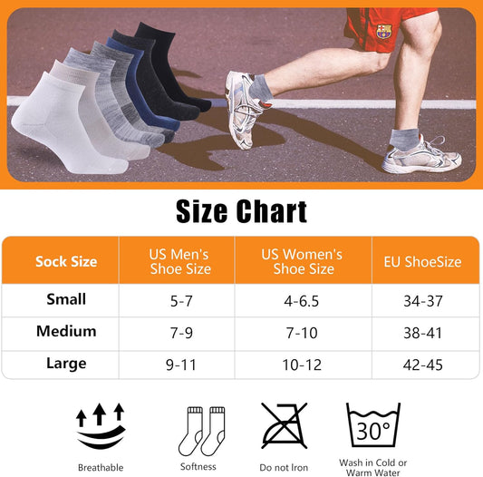 90% Merino Wool Socks for Men Women, Soft Thin Ankle Socks for Athletic Running Hiking Cycling 3 Pairs V1259-DP01-A-2950