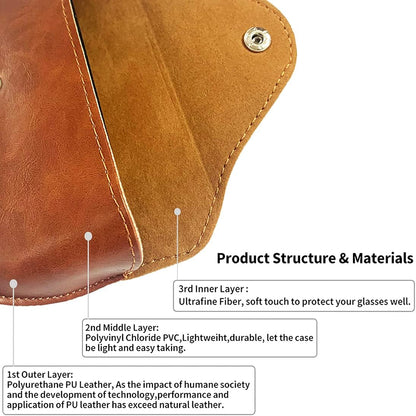 Portable PU Leather Sunglasses Pouch Soft Eye Glasses Carry Case for Women Men V1259-DP01-A-2953