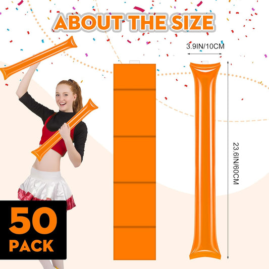 50 PCS Thunder Sticks Thicken Plastic Cheersticks Inflatable Thunder Sticks Sporting Events Team Spirit V1259-DP01-A-2954