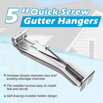 25 Pack Gutter Hangers, 5 Inch Gutter Guard with Speed Screw and Clip, Hidden Rain Gutter Bracket Support, V1259-DP01-A-2958