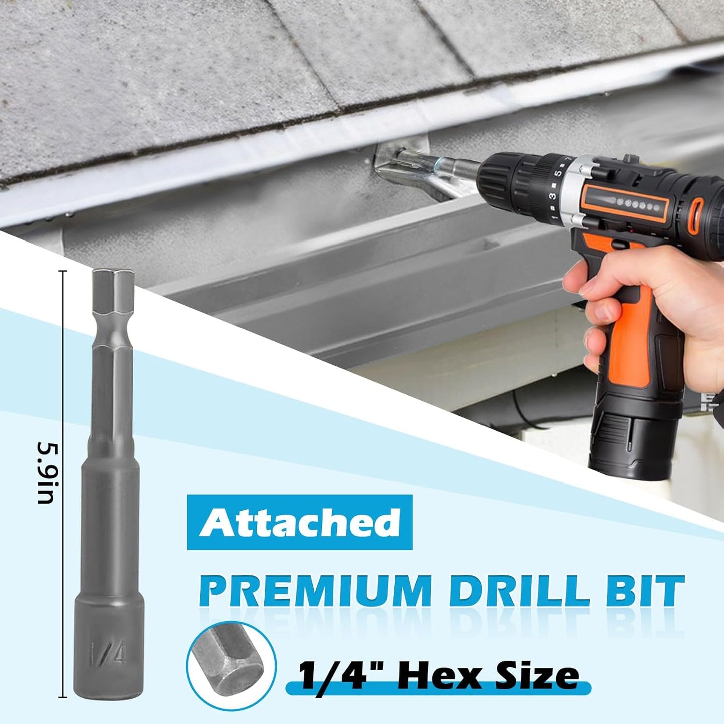 25 Pack Gutter Hangers, 5 Inch Gutter Guard with Speed Screw and Clip, Hidden Rain Gutter Bracket Support, V1259-DP01-A-2958