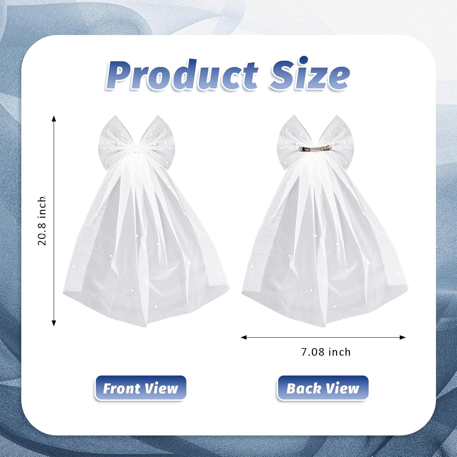 Bride Accessories Hair Bow Pearl Wedding Veil with Barrette Bachelorette Party V1259-DP01-A-2965