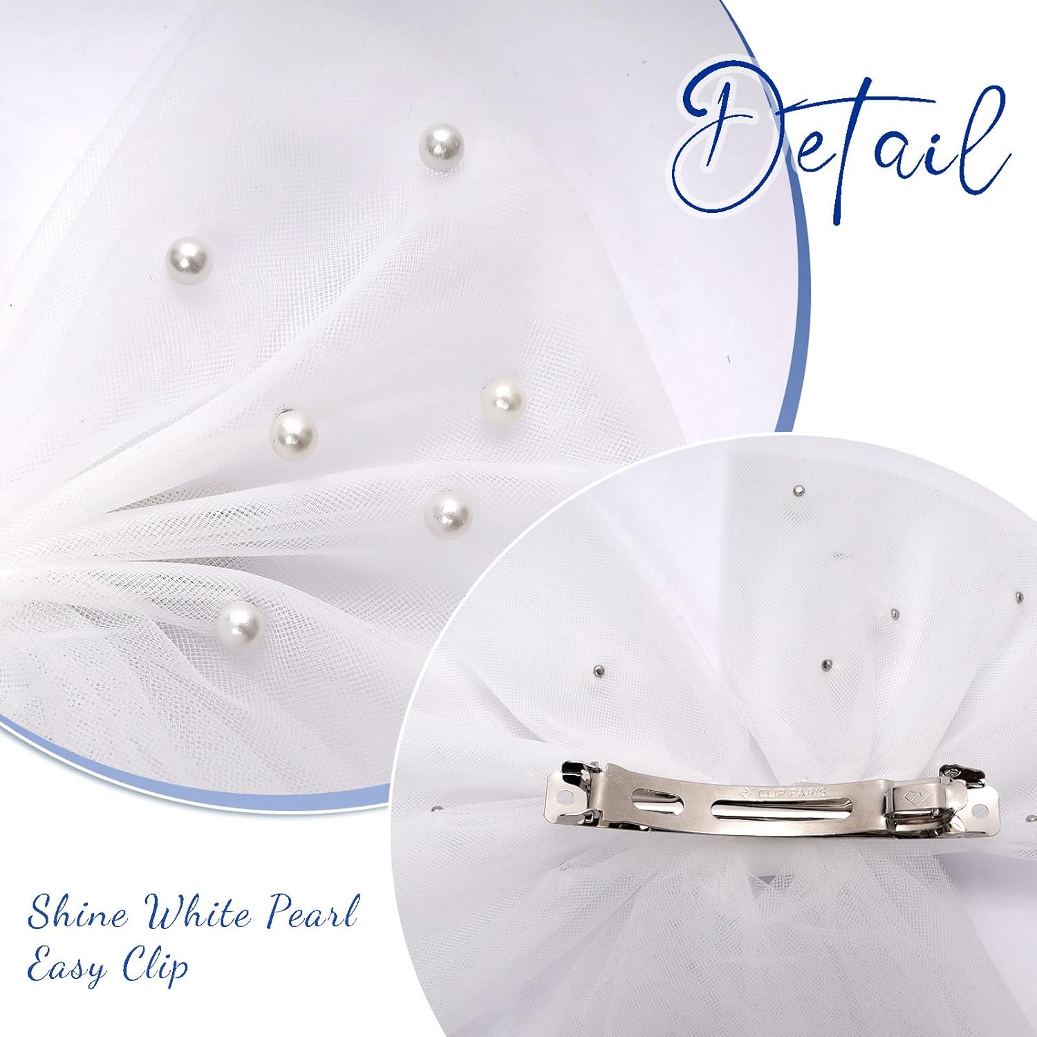 Bride Accessories Hair Bow Pearl Wedding Veil with Barrette Bachelorette Party V1259-DP01-A-2965