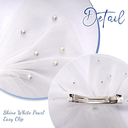 Bride Accessories Hair Bow Pearl Wedding Veil with Barrette Bachelorette Party V1259-DP01-A-2965