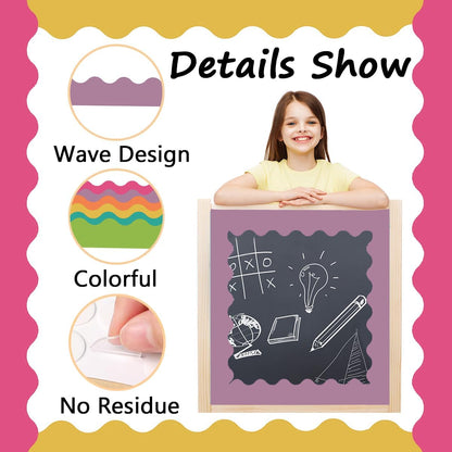 Bulletin Board Borders Set - 6 Rolls 196.8 Ft Bright Bulletin Board Decorations for Office, School Classroom V1259-DP01-A-2967