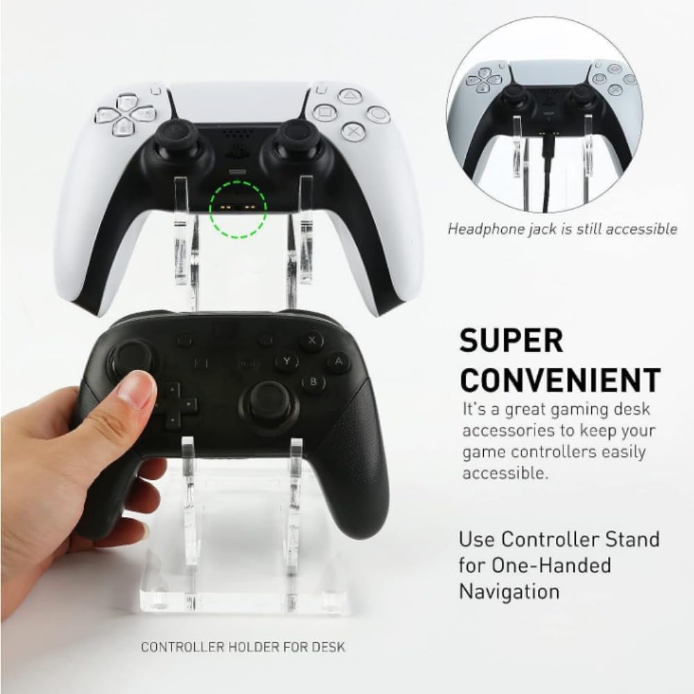 Universal Dual Game Controller Holder Desk Stand for PS4 PS5 Xbox ONE Switch, Perfect Display and V1259-DP01-A-2976