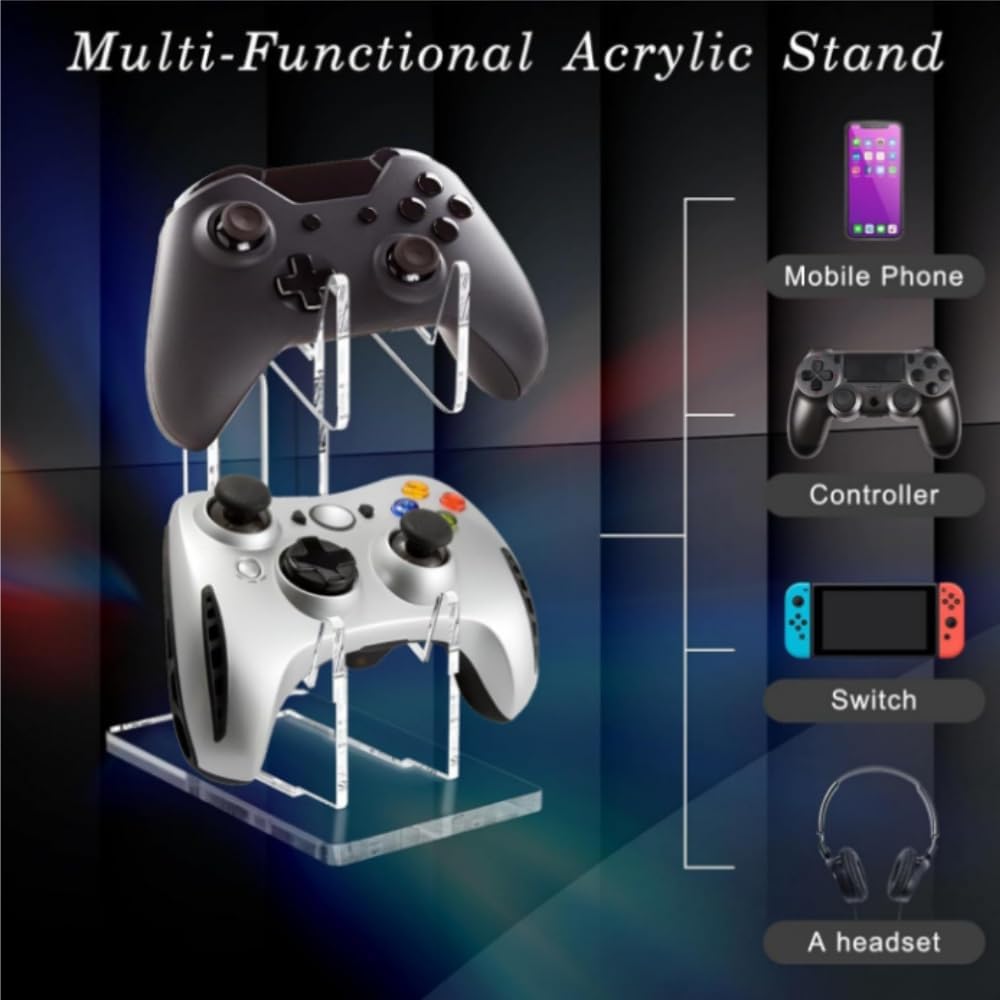 Universal Dual Game Controller Holder Desk Stand for PS4 PS5 Xbox ONE Switch, Perfect Display and V1259-DP01-A-2976